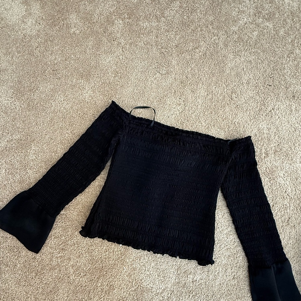 Frame Denim Black Smocked Top - Picture 3 of 5